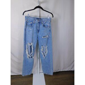SALE Aeropostale Jeans Womens 4 Regular Blue High Rise Baggy Distressed Ripped D